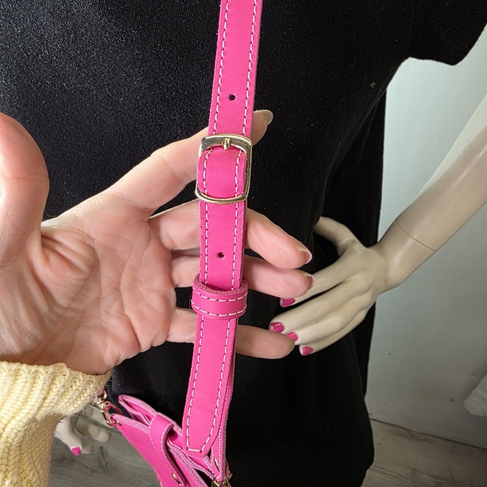 Planner Perfect Hot Pink Leather Everyday Traveler’s Notebook Crossbody Wallet - Picture 4 of 12